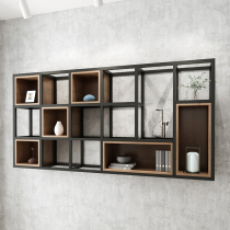 Wall shelf Kitchen condiment snacks Microwave oven Two-story bathroom storage toothbrush bookcase Solid wood lattice