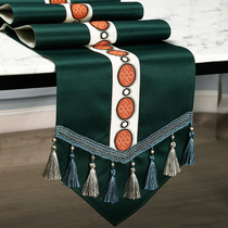 Table Flag New Chinese meditation Fancy Luxury Tea Table Decoration Cloth Strip China Wind Tea Banner Hotel Bed Flag Bed Tailcloth