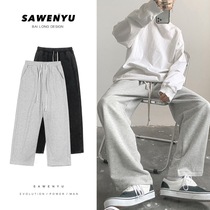 Sweatpants take care of one week wearing a hitch grey sport pants mens spring autumn casual day series straight barrel oversize broadlegged pants