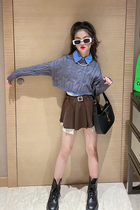 Girls knit sweaters 2022 Late Fall Winter Children's Short JK Fried Street Short Skirt Suit Fashionable