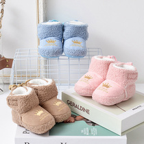 Baby shoes autumn and winter plus velvet thick warm men and women baby winter toddler shoes soft soles Velcro cotton shoes do not fall