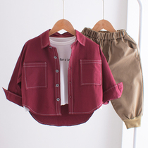 Boys shirt spring baby long sleeve shirt Korean version of Joker childrens imitation denim coat tide boy foreign style coat