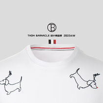 THOM BARNACLE official T-shirt male classic Chauded TB light and luxurious round neckline with printed short sleeves