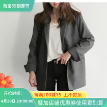 2022 New Spring Autumn Small Suit Woman Loose Jacket Mid length casual Western suit blouse with slim 100 lap single row