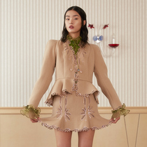 LE FAME lafem winter tweed waist hollow embroidered jacket LF9D11C01K038