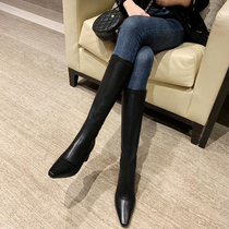 Long boots womens knee-high 2021 autumn and winter new skinny boots thick-heeled high boots pointed long boots female knight boots