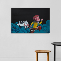 Exclusive sales Chen Jianzhou Asthma Dog and Wukong canvas oil painting 60*90m delivery frame