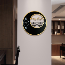 Chinese wall clock home living room creative mute pure copper wall clock round minimalist luxury high-grade wall clock