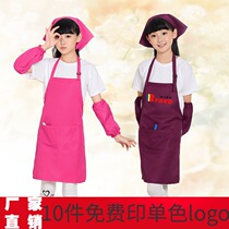 Batch zero custom childrens apron headscarf sleeve set Student painting DIY advertising carrier can print word map logo