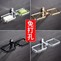 Punch-free soap holder soap box space aluminum bathroom rack wall-mounted creative drain toilet soap box