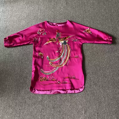 Cloud decoration totem original ethnic style women's clothing hand-embroidered color phoenix casual front short back long sweater loose