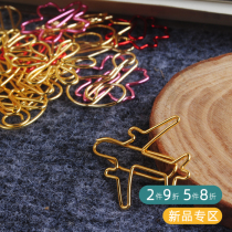 Creative paper clip cute retro styling bookmarks colorful cherry blossom hand tow golden bow clip