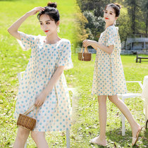 Pregnant Women summer dress loose short sleeve top summer hipster size summer Net red ocean skirt thin