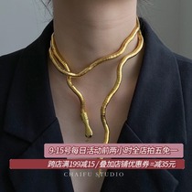 Chaifu Studio X215 dark earth cool open mouth casual shape snake design necklace collar