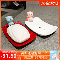 Light luxury creative handmade art wedding soap box cute dowry soap box Red non-hole drain rack