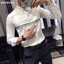 Striped shirt male long sleeve spring autumn season new Korean version Body Trend Handsome for Mens Shirt Free for Mens Shirt Casual Inch