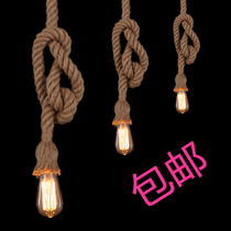 American country style creative personality hemp rope compilation Retro retro lamps Living room bar Edison decorative bulbs