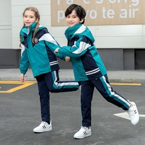 School Uniform Suit Elementary School Students Blue Sports Class Clothes Children Submachine Clothes Three Sets Kindergarten Garden Clothes Autumn And Winter Clothing Tide