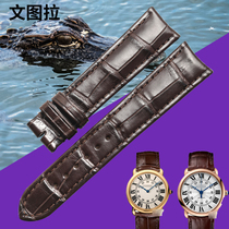 Ventura American crocodile leather strap substitute Cartier Louis round special leather strap