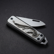 JAMES titanium alloy knife double-sided engraving pocket folding knife key knife sharp imported Sandvik steel
