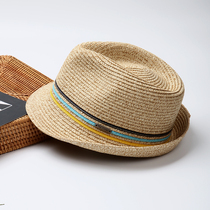 Europe and the United States new hat mens big head circumference straw hat summer anti-UV three clips flower and grass woven topper jazz hat tide men and women