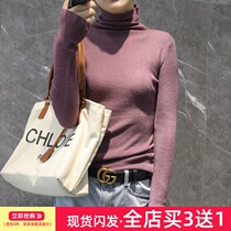 Pile turtleneck sweater womens pullover with short long sleeve slim knitwear bottom autumn and winter non cashmere top