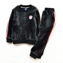 (Off code special)Girls  sports suit Childrens clothing Childrens thickened double-sided velvet Western style sweater Casual two-piece set