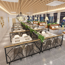 Dining Room Iron Art Partition Decoration Flower Shelf Short Wall Fencing Pole Hotel Halfcut Fire Pan Shop Cassette Green Plant Flower Basket Screen