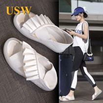 Sandal women Summer 2021 New step heels Flat-bottomed Pregnant Women Cool Slippers Women Wear Fairy Wind Fashion Wins