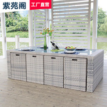 Outdoor table and chairs Courtyard Sub Leisure Terrace American Countryside Garden Balcony Rattan chairs Combined open-air outdoor table and chairs