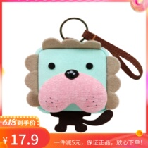 Small Lion Square Zero Wallet Tricolour Patch Original Cute Cloth Art Coin Bag Mini-Key Bag Zero Wallet