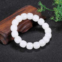 Chenghe Jewelry and Tian Jade Sutton White Jade Bracelet Old Bead Bucket Beads Male and Female Couple Jade Hand String