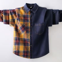 Boy Shirt 2022 Spring and Autumn New Mode of Big Child Sleeved Cowboy Shirt Child Han - Cover Gas Boy Tide