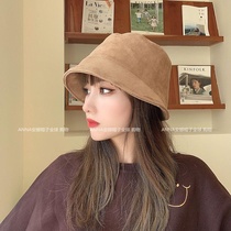 Net red fishermans hat childrens autumn and winter suede basin hat Korean version of Japanese makeup face face face face small bucket hat tide