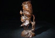 Boutique yellow poplar wood finely carved and clean swing piece a solid wood engraving handlebar piece living room decoration process collection