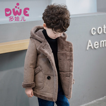 Boys velvet coat fur one-piece coat wool winter clothing 2021 autumn and winter new baby foreign style suede tide