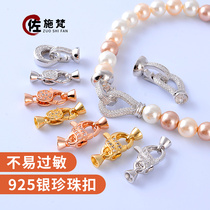 Zoshavan wears a pearl necklace bracelet and button DIY accessories 925 silver buckle plated gold