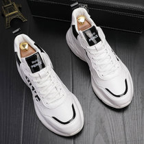 Hong Kong Tide Card 2022 Springtime Old Daddy Shoes Pure leather Mens Han Edition 100 Lap Breathable White Bag Bottom High Bunch Shoes Tide Man