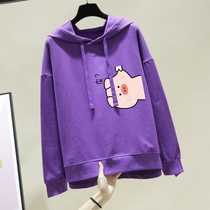 2022 new super big size womens loose belly covering ins sweatshirt chubby girl foreign style thin BF style coat trendy