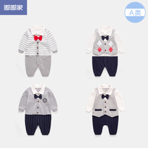 Baby clothes 3 months toddler Spring male newborn ha clothes out 6 gentleman dress baby jumpsuit Spring