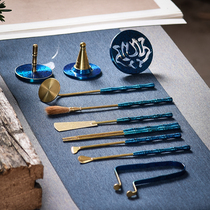 Incense pure copper tool set Extension seven-piece starter set Incense seal gray pressure tower incense mold incense device Incense spoon incense shovel