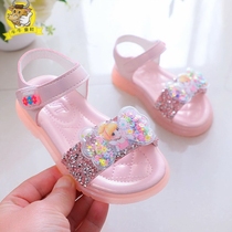 Childrens sandals Womens childrens princess shoes Summer soft soled Cute girl lighting glowing shoes Girls beach shoes