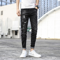 Guide cable 2020 new small magic fish mens fashion frontline baseball boy Korean version worn thin jeans men