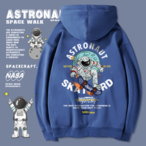 NASA Joint new astronaut hooded sweater men plus velvet padded loose loose winter coat student coat tide