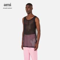 AMI Mens Classic Designer Polyester Cutout Black Youth Pop Casual Sleeveless Vest