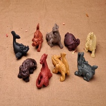 Longsheng Jiuzi Tea set Tea Pet pottery Tea play Sculpture ornament Tang San Painted Jaiji Wangzi Chenglong Purple sand