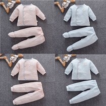 Newborn clothes spring and autumn 03 months Full Moon Baby long sleeve warm set for men and women children two sets of pure cotton