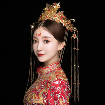 Xiuhe clothing headdress new Chinese bride wedding Phoenix crown Xia headdress atmospheric dragon and phoenix coat toast dress wedding accessories