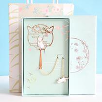 Cherry blossom kitty Forbidden City of Forbidden Lettering Metal Bookmarking Free Lettering Ensemble Fan Brass Creativity Little Fresher China Wind Gifts