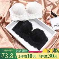 Strapless bra gathered non-slip big chest summer invisible rimless small chest wedding special bra dress underwear